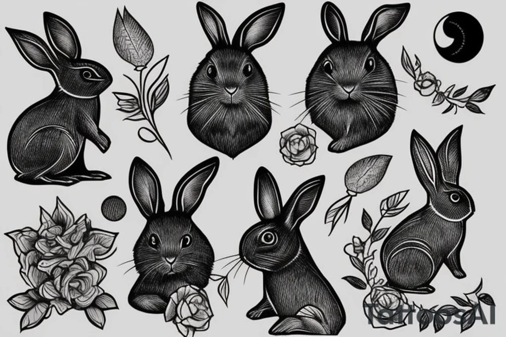 rabbit seeing the moon tattoo idea