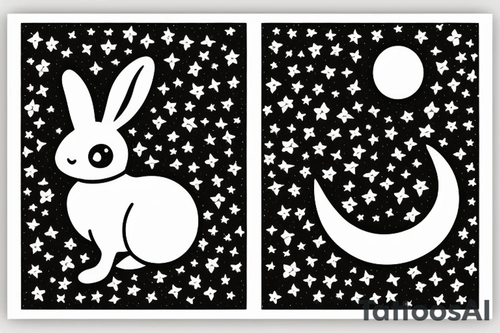 rabbit seeing the moon tattoo idea
