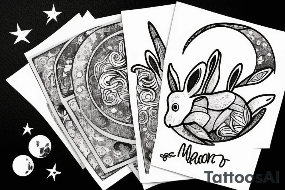 rabbit seeing the moon tattoo idea