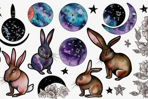 rabbit seeing the moon tattoo idea