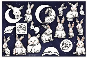 rabbit seeing the moon tattoo idea