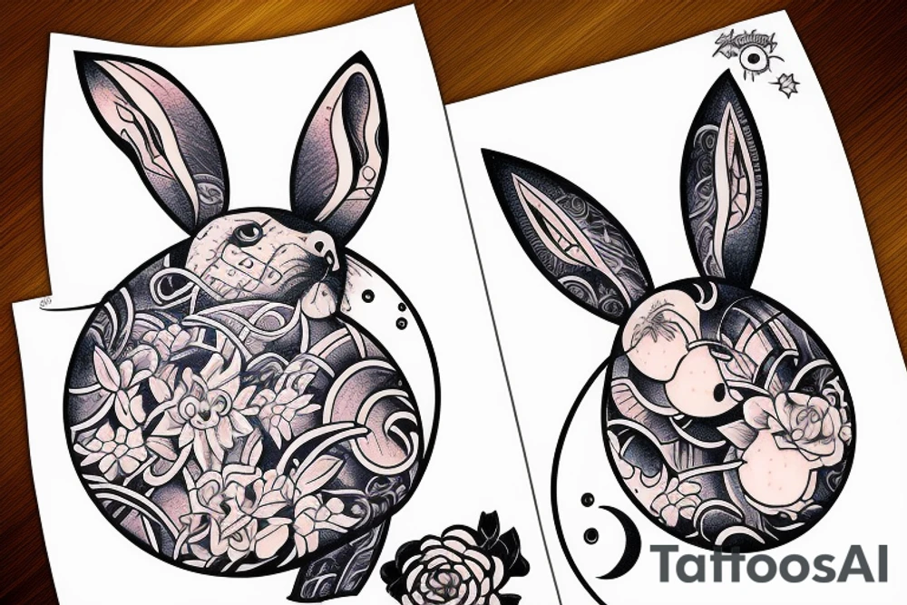 rabbit seeing the moon tattoo idea