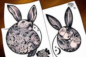 rabbit seeing the moon tattoo idea