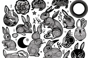 rabbit seeing the moon tattoo idea