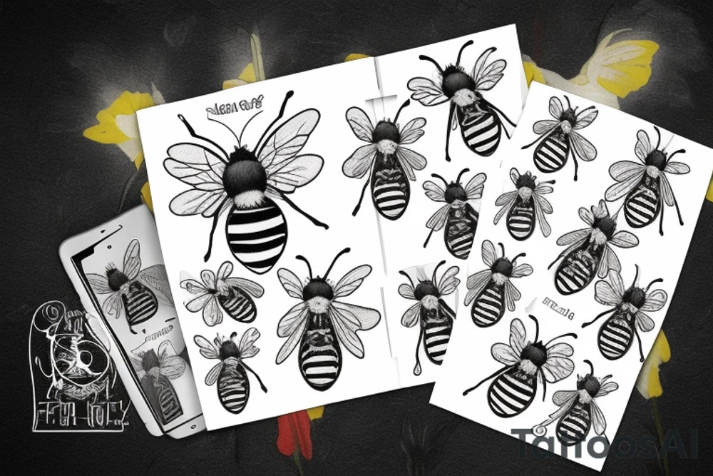 A bee sitting in a present tattoo idea