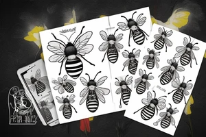 A bee sitting in a present tattoo idea