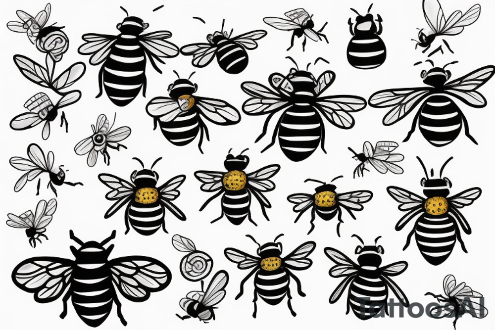 A bee sitting in a present tattoo idea