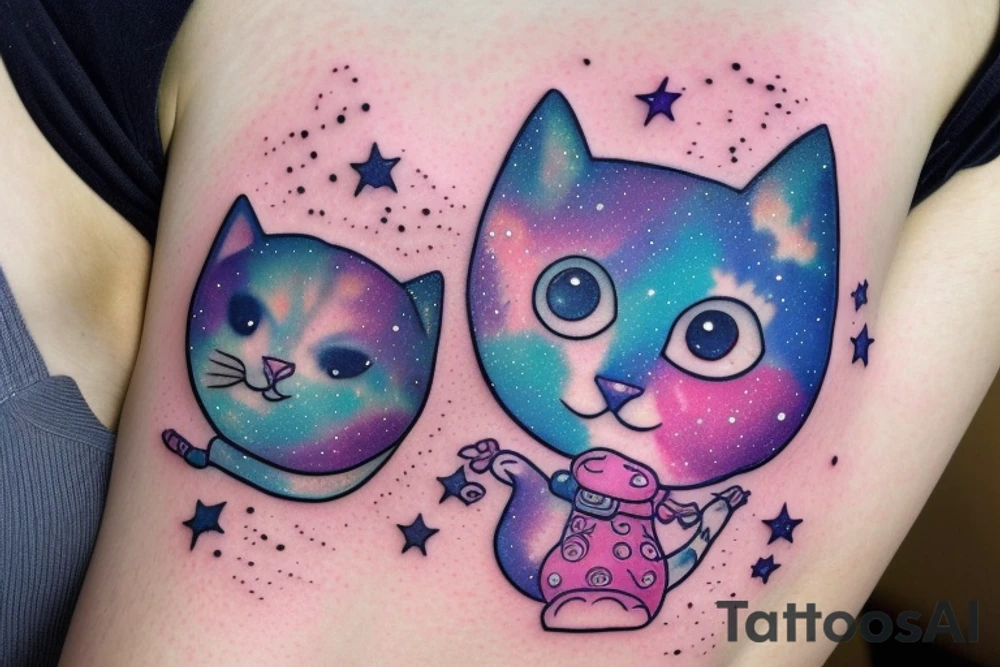 Galaxy cat for a skinny bicep tattoo idea
