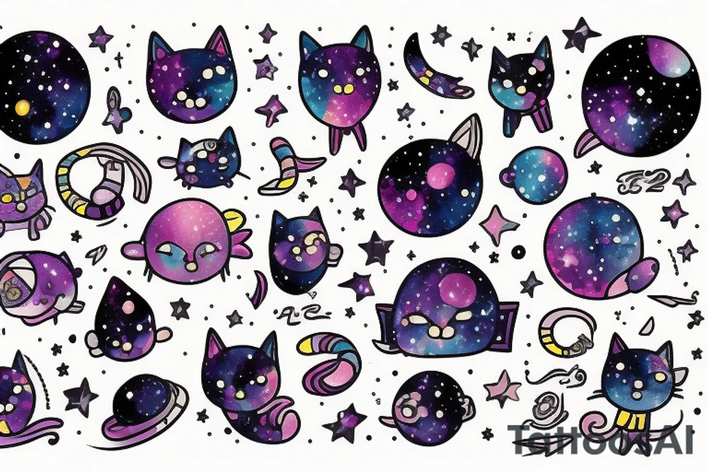Galaxy cat for a skinny bicep tattoo idea