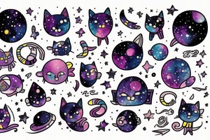 Galaxy cat for a skinny bicep tattoo idea