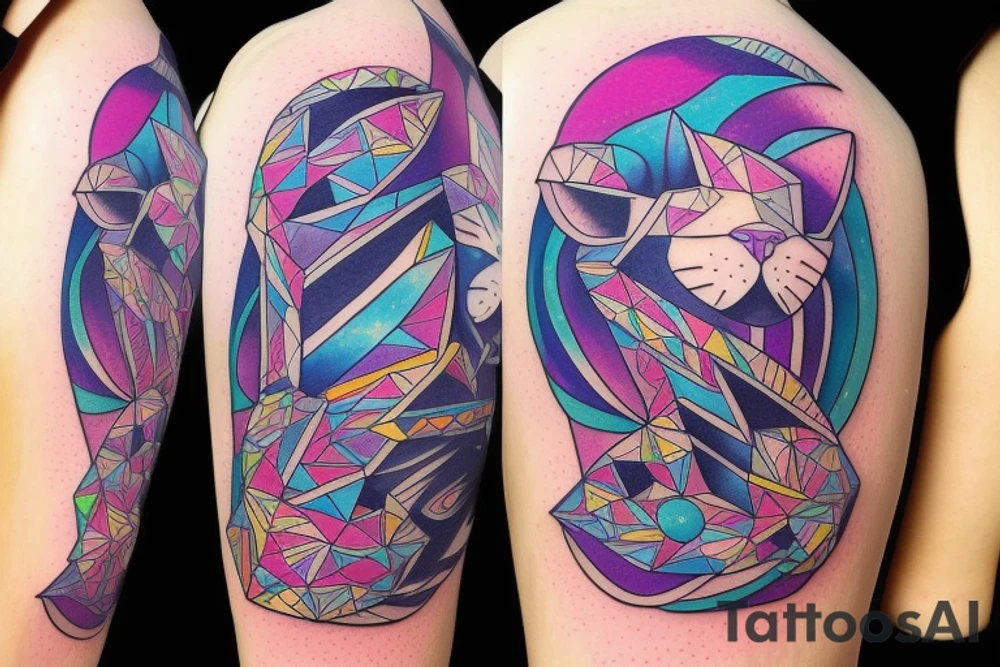 Galaxy cat for a skinny bicep tattoo idea