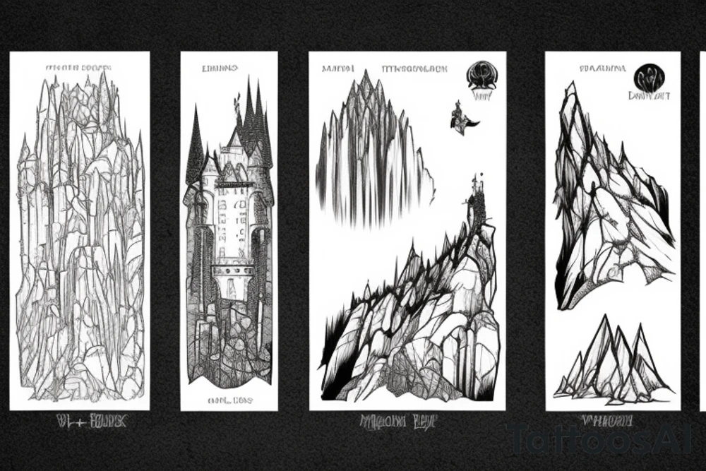 Gormenghast mountain spear tattoo idea