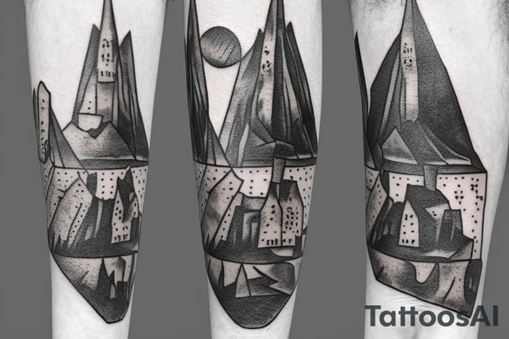 Gormenghast mountain spear tattoo idea