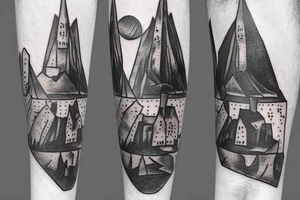 Gormenghast mountain spear tattoo idea