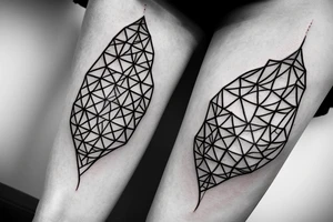 A portrait of the wilderness within a diamond shaped outline with Persian writing underneath and an olive branch coming out of the side tattoo idea