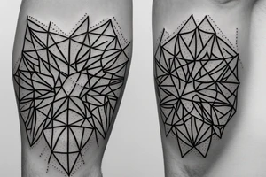A portrait of mountains within a diamond shaped outline with Persian writing underneath and an olive branch coming out of the side tattoo idea