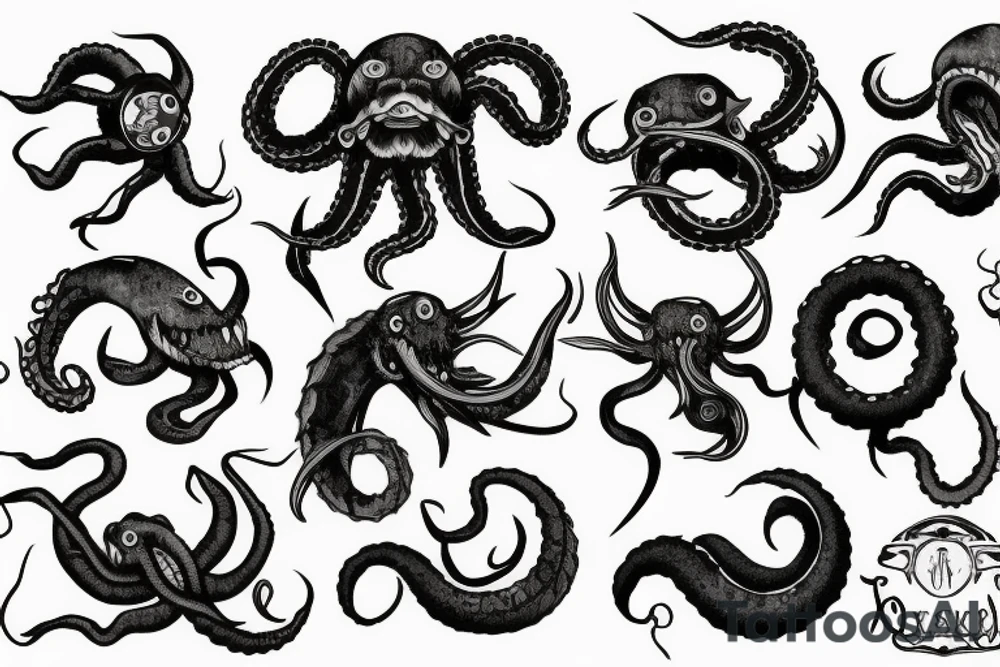 kraken with a beer tattoo idea