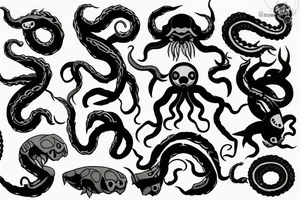 kraken with knives tattoo idea