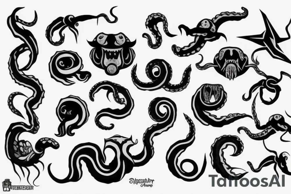 kraken with knives tattoo idea