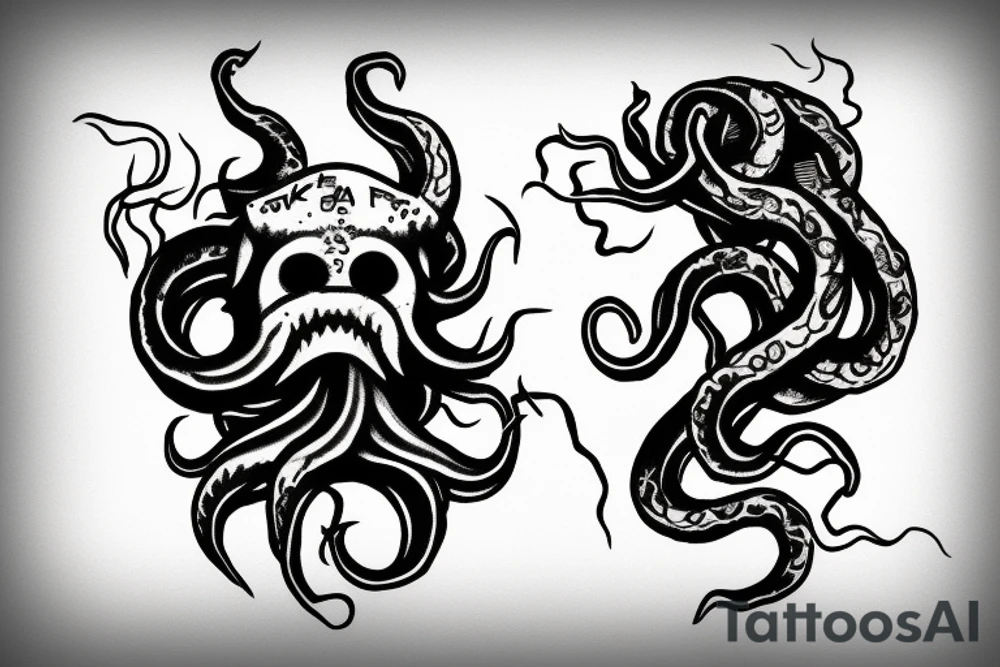 kraken with knives tattoo idea