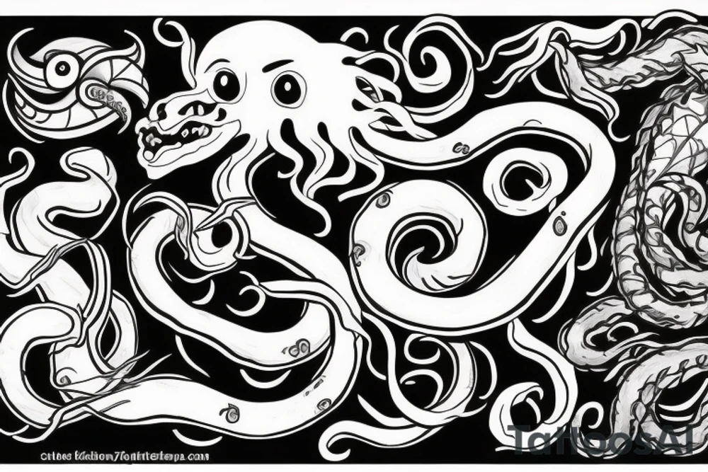 kraken with knives tattoo idea