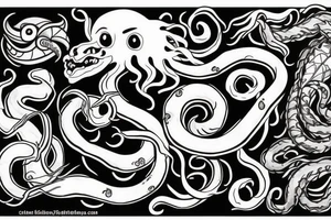 kraken with knives tattoo idea
