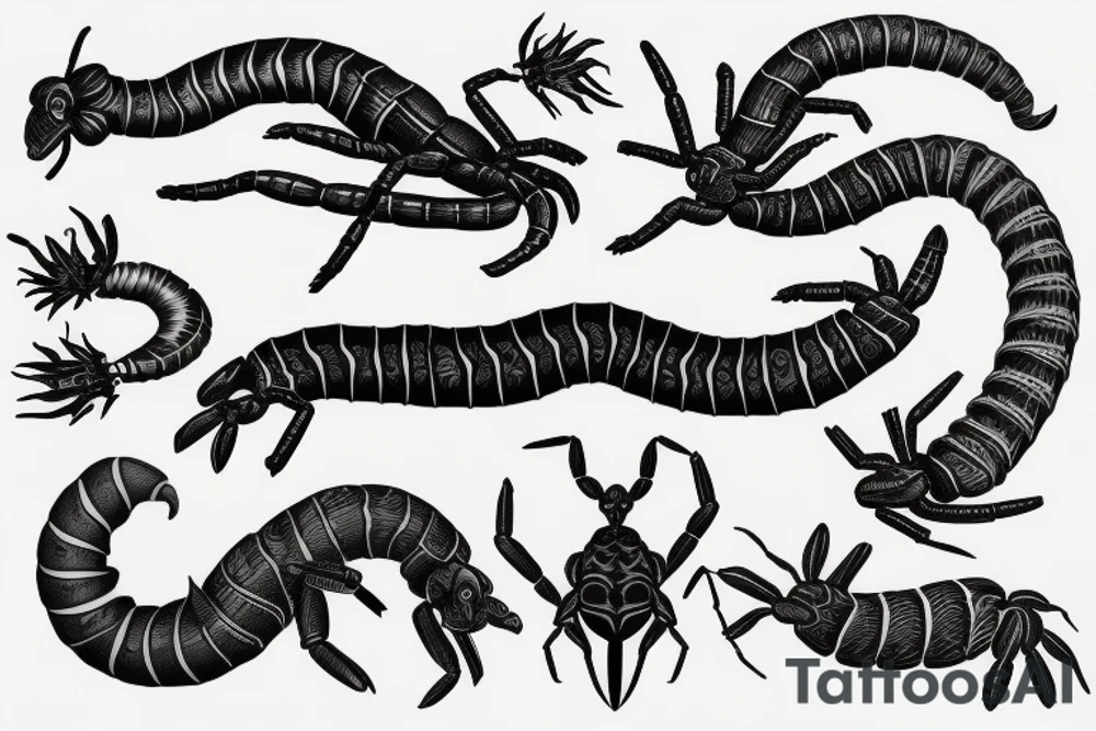 flying scolopendra tattoo idea