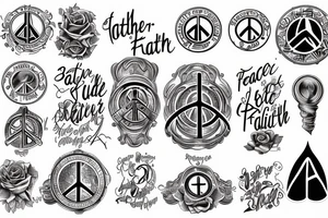 Father signature, peace, believe, truth, faith, monestry tattoo idea