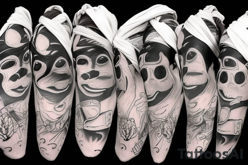 Thug monkey with bandana mask tattoo idea
