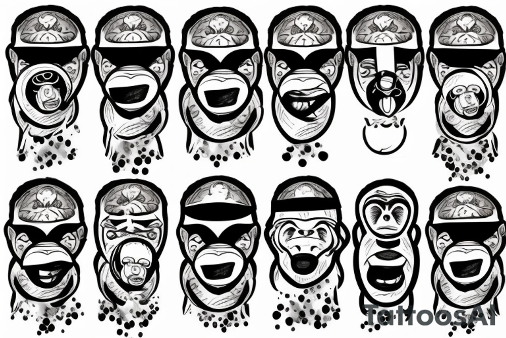 Thug monkey with bandana mask tattoo idea