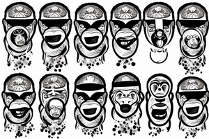 Thug monkey with bandana mask tattoo idea