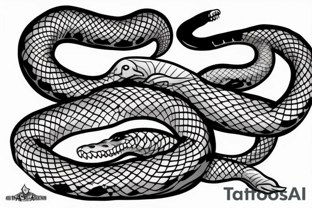 A Handshake between a hand and a ferocious snake'head tattoo idea