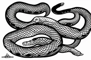 A Handshake between a hand and a ferocious snake'head tattoo idea