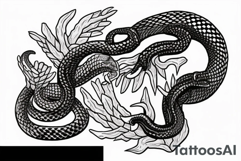 A Handshake between a hand and a ferocious snake'head tattoo idea