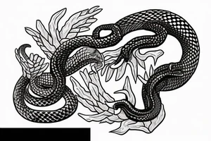 A Handshake between a hand and a ferocious snake'head tattoo idea