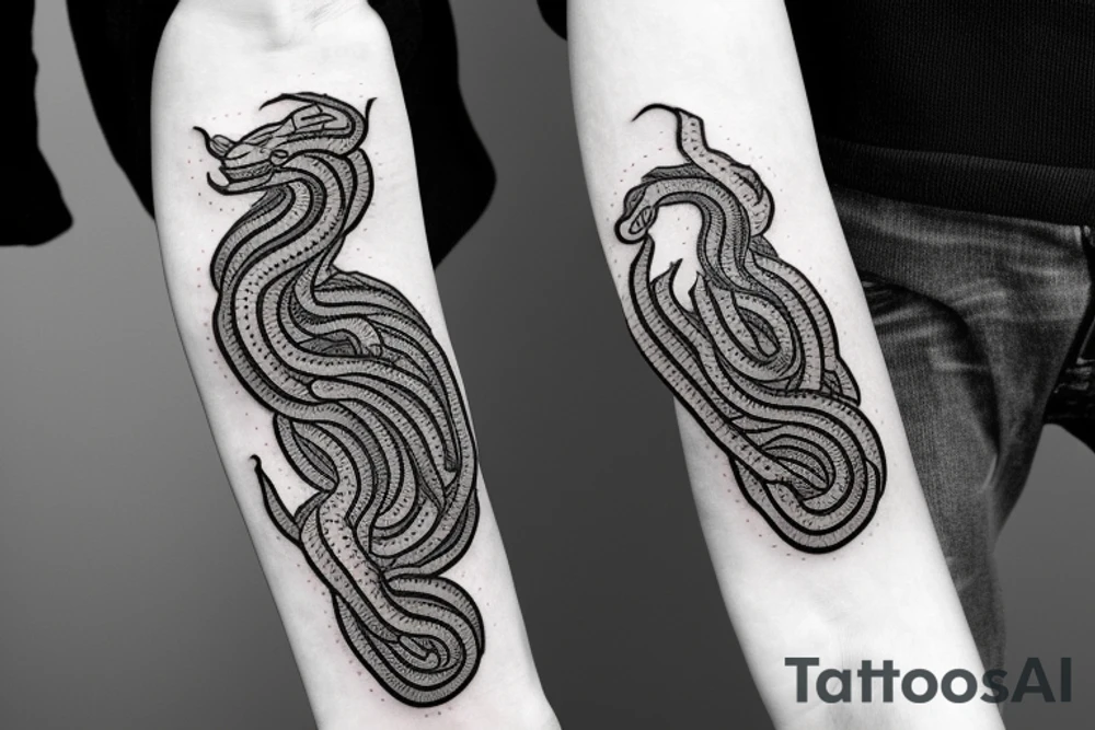 A Handshake between a hand and a ferocious snake'head tattoo idea