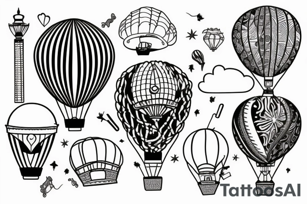 Hot air balloon Melbourne CBD tattoo idea
