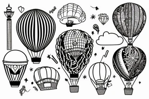 Hot air balloon Melbourne CBD tattoo idea