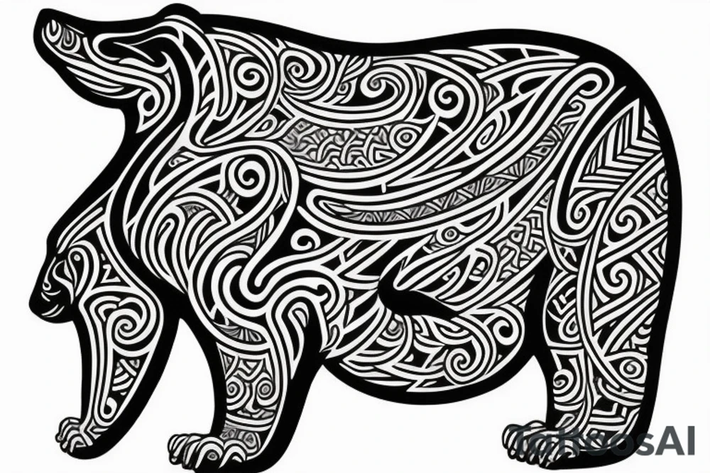 spiritual bear, Maori style tattoo idea