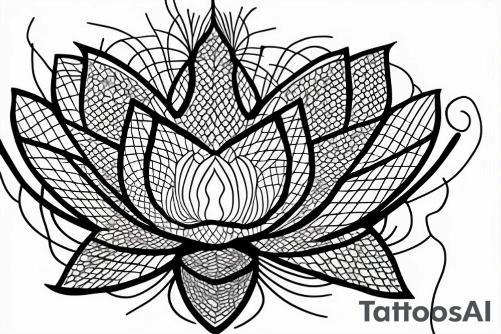 lotus flower drawing with lines only tattoo idea