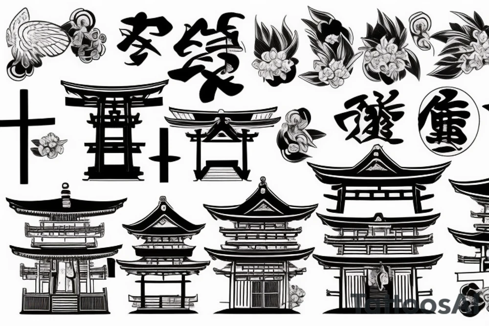 japanese shrine door tattoo idea