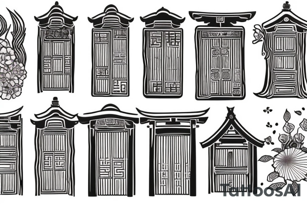japanese shrine door tattoo idea