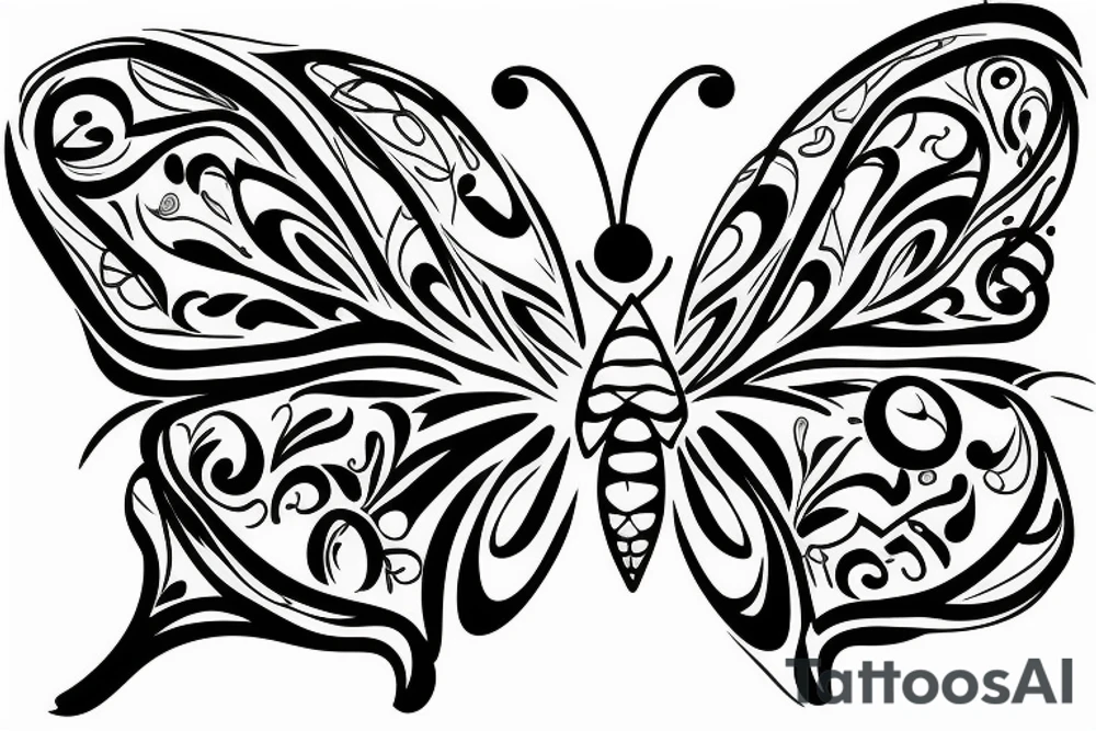 Diamond butterfly with half translucent and half gold, white, black, blue colors tattoo idea