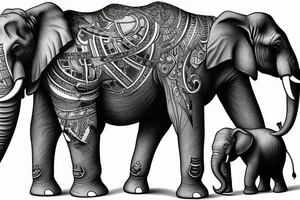 an elephant with a gorilla on its back tattoo idea
