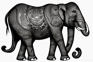 an elephant with a gorilla on its back tattoo idea