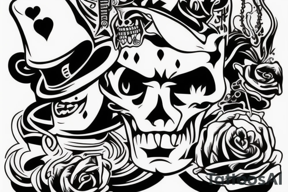 Evil demon, with a cigarette and a hat tattoo idea