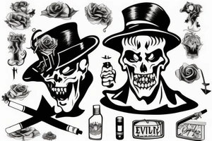 Evil demon, with a cigarette and a hat tattoo idea
