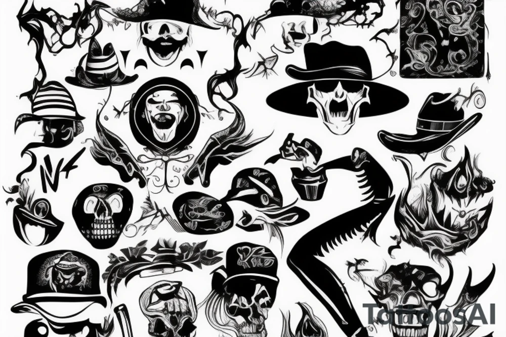 Evil demon, with a cigarette and a hat tattoo idea