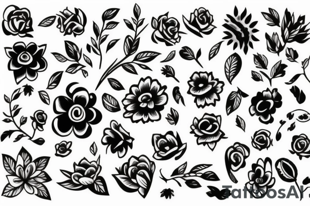 flower, goofy, friends, simple, artistic tattoo idea