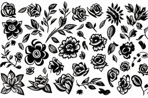 flower, goofy, friends, simple, artistic tattoo idea